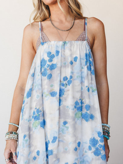 Days of Old Floral Maxi Dress - Blue