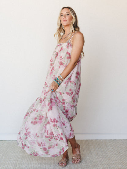 Days of Old Floral Maxi Dress - Mauve Rose