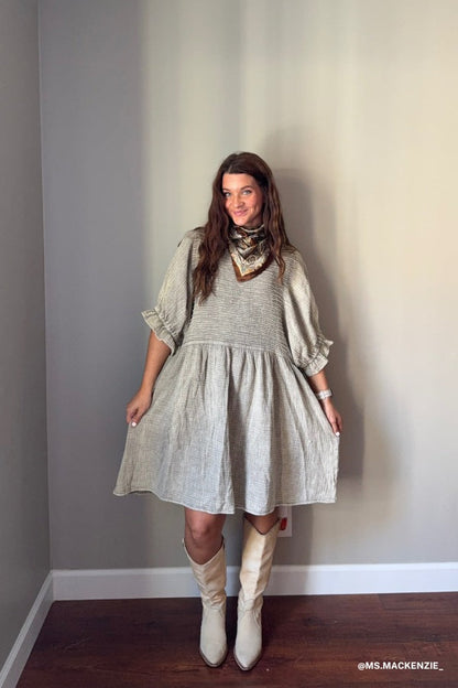 Quinn Puff Sleeve Mini Dress - Natural