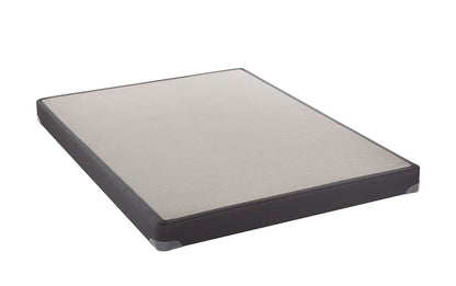 4-inch boxspring foundation, smooth taupe surface with dark perimeter edge