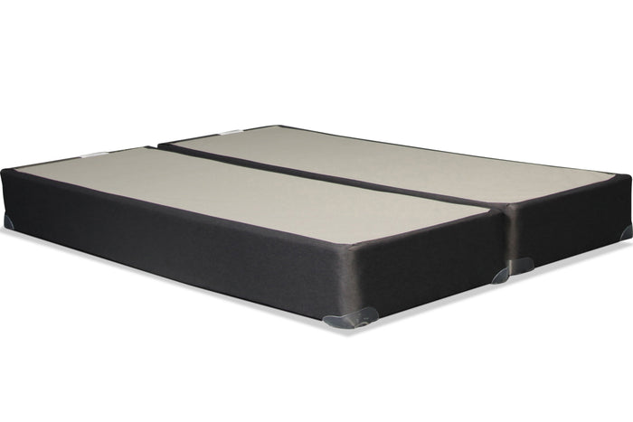 4-inch Amish boxspring, beige top section with black base and corner edges