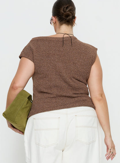 Ashfield Off Shoulder Top Brown Curve