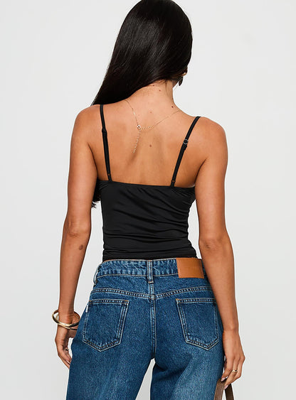 One More Chance Lace Trim Top Black