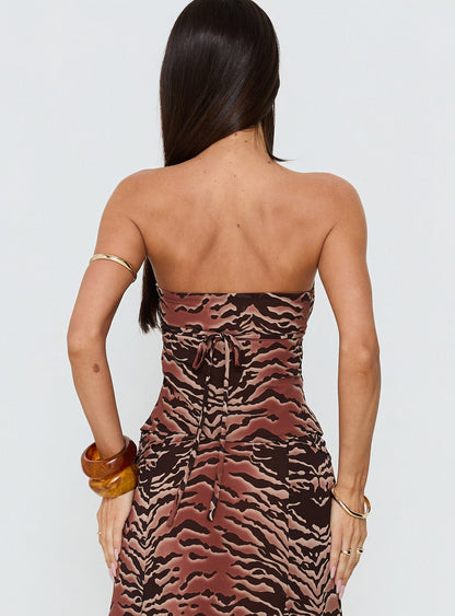 Tipsy Strapless Top Animal Multi