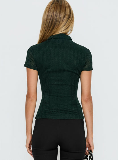 When You Sleep Short Sleeve Top Dark Green