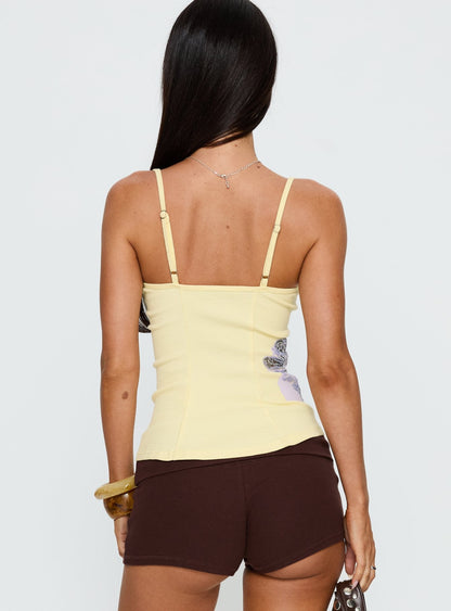 Admiration Bead Detail Top Lemon