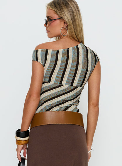 Darcia One Shoulder Top Multi Stripe