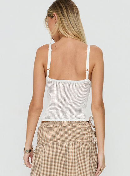 Moon Glow Lace Crochet Cami Top Cream