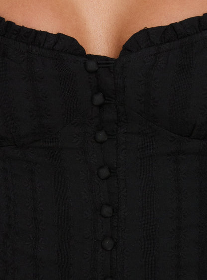 Suiter Frill Detail Top Black