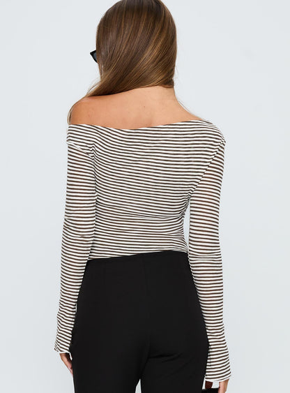 Synergies Long Sleeve Top Brown / White Stripe