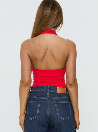 Daily Define Halter Tank Top Red