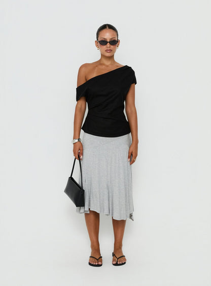 Seasons Change Relaxed Off Shoulder Top Black