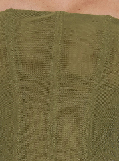 Oscuro Longline Mesh Corset Top Khaki