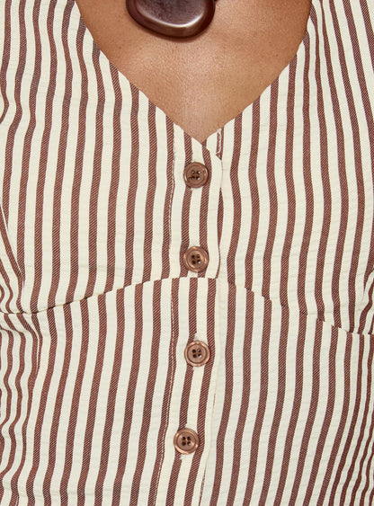 Old Friend Halter Top Chocolate Stripe