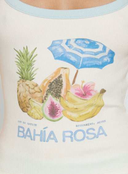 Bahia Rosa Graphic Tank Top White