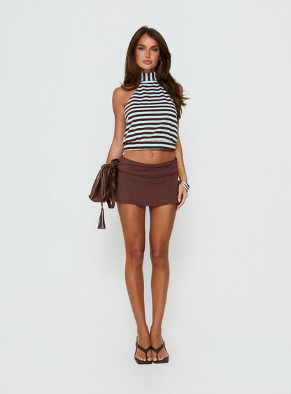Party For You High Neck Sleeveless Top Blue Stripe