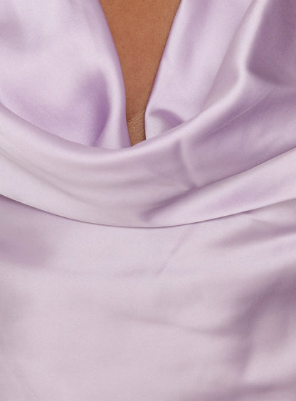 Rejuvenation Cowl Asymmetrical Backless Top Lilac