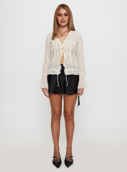 Sainz Frill Long Sleeve Top Cream