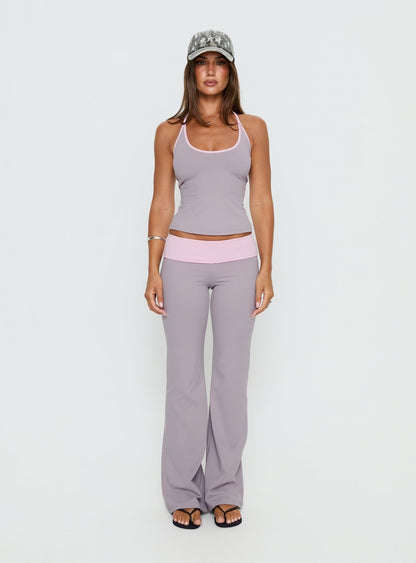 Kobee Jersey Halter Top Slate / Dusty Pink