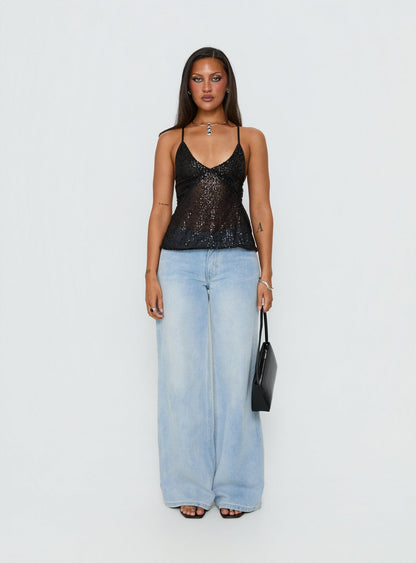 Opaline Sequin Cami Top Black