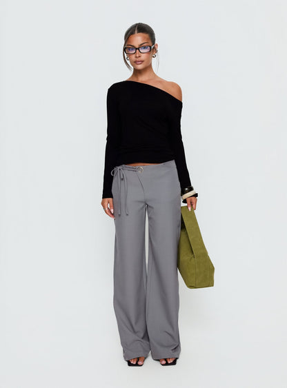 Get Home Safe One Shoulder Long Sleeve Top Black