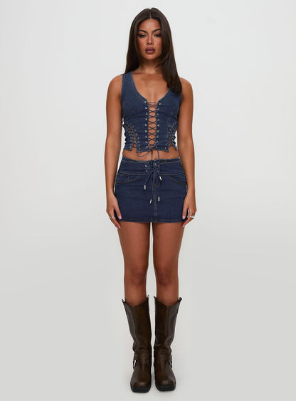 Edenette Top Mid Blue Wash