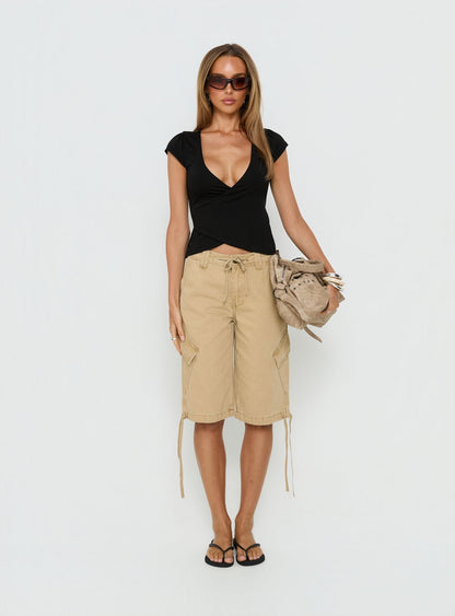 Stefanee Short Sleeve Wrap Top Black