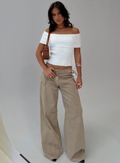 Murmur Off Shoulder Top White