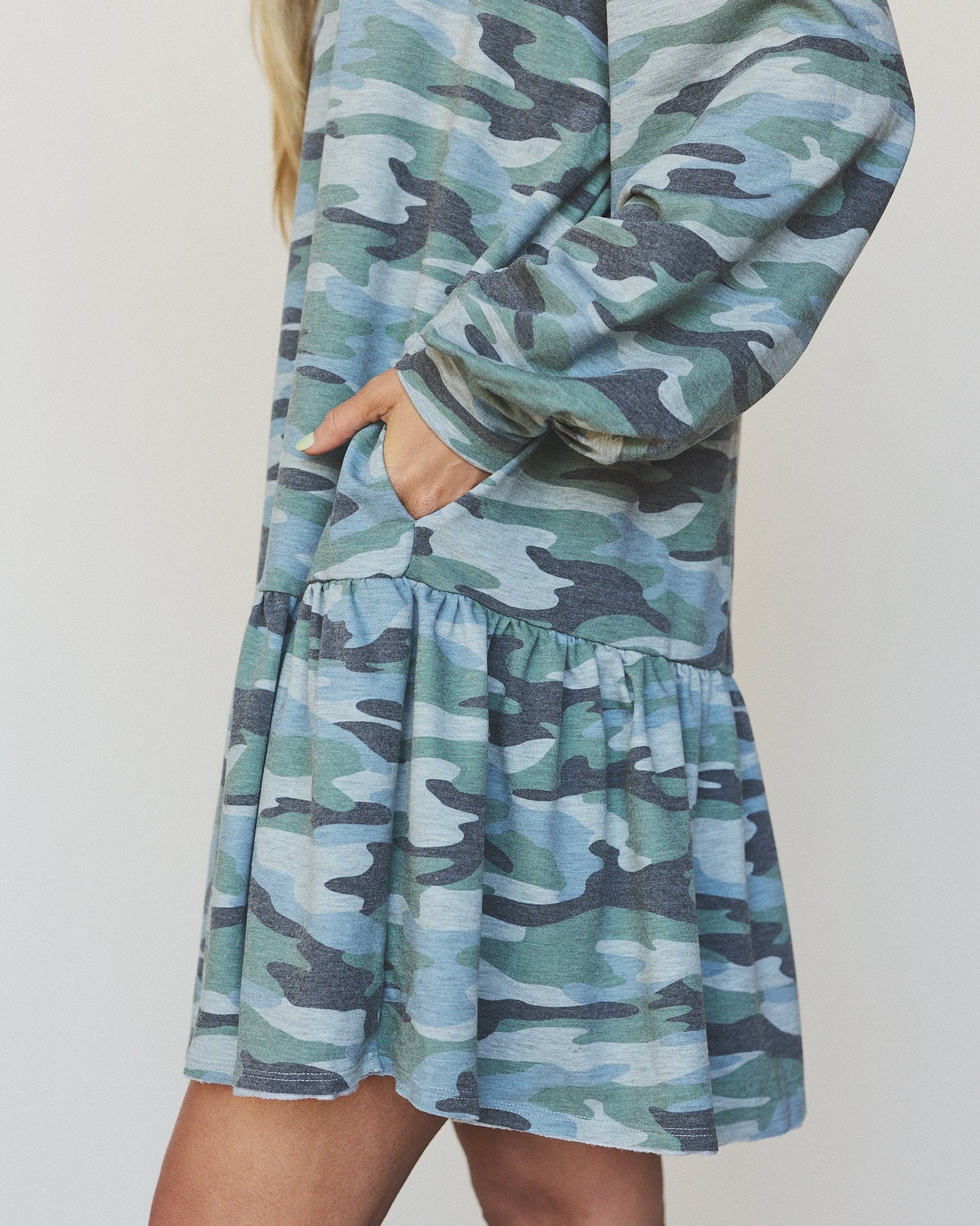 The Nest Jade Long Sleeve Mini Dress - Olive Charcoal