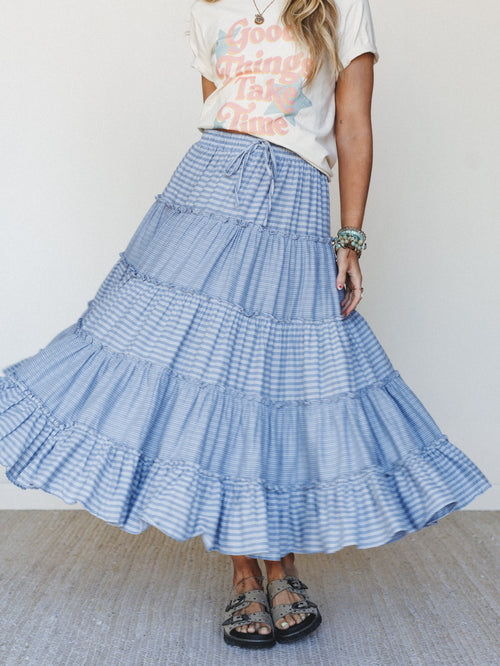 Twirling Affairs Maxi Skirt - Blue
