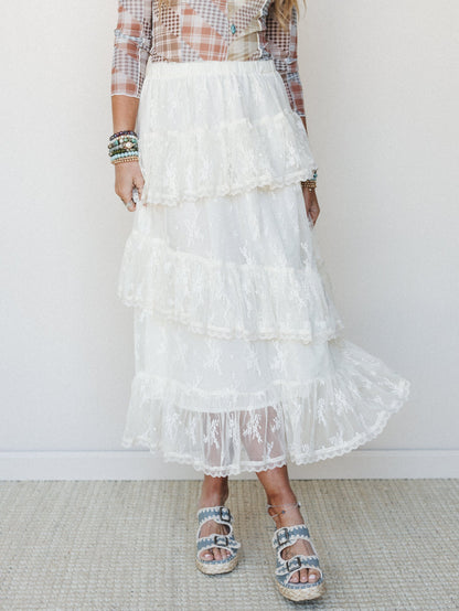 Elowen Ruffle Maxi Skirt - Ecru