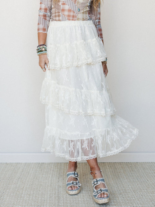 Elowen Ruffle Maxi Skirt - Ecru