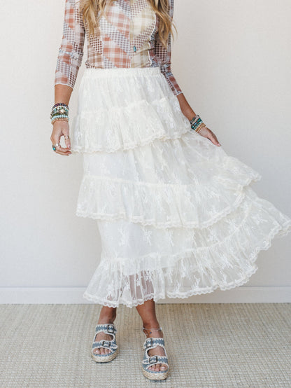 Elowen Ruffle Maxi Skirt - Ecru