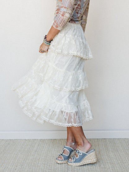 Elowen Ruffle Maxi Skirt - Ecru