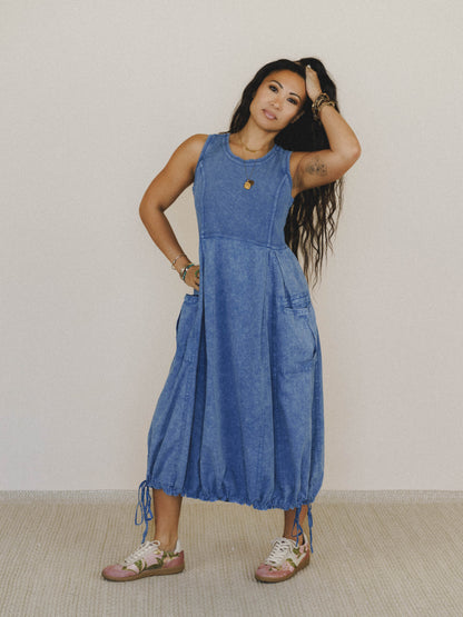 Jungle Beat Cargo Maxi Dress - English Blue
