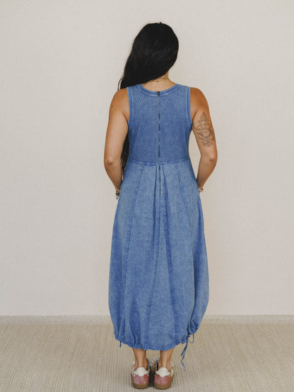 Jungle Beat Cargo Maxi Dress - English Blue