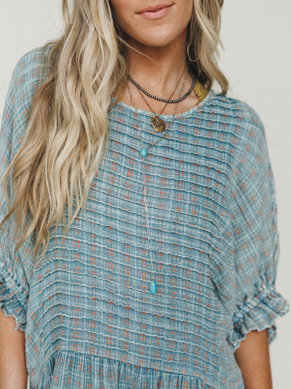 Quinn Puff Sleeve Maxi Dress - Faded Teal