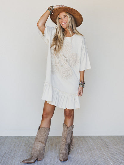 Vintage Flower Dress  - Natural