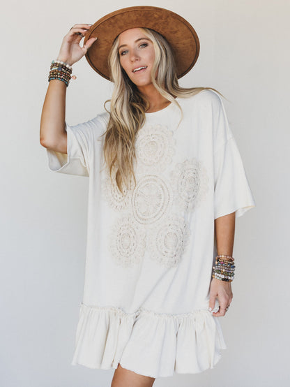 Vintage Flower Dress  - Natural