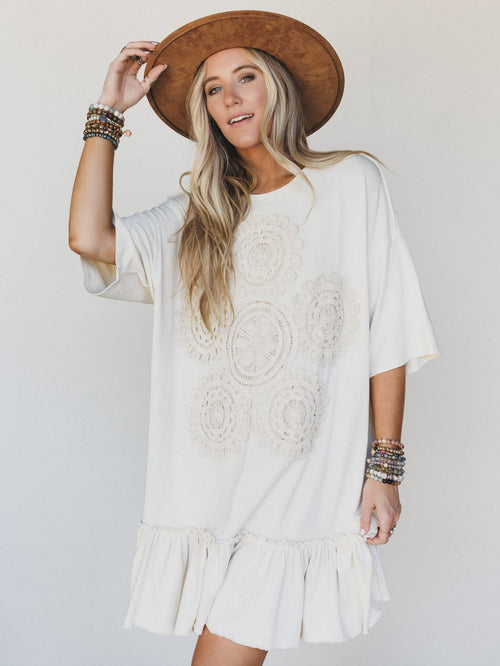 Vintage Flower Dress  - Natural