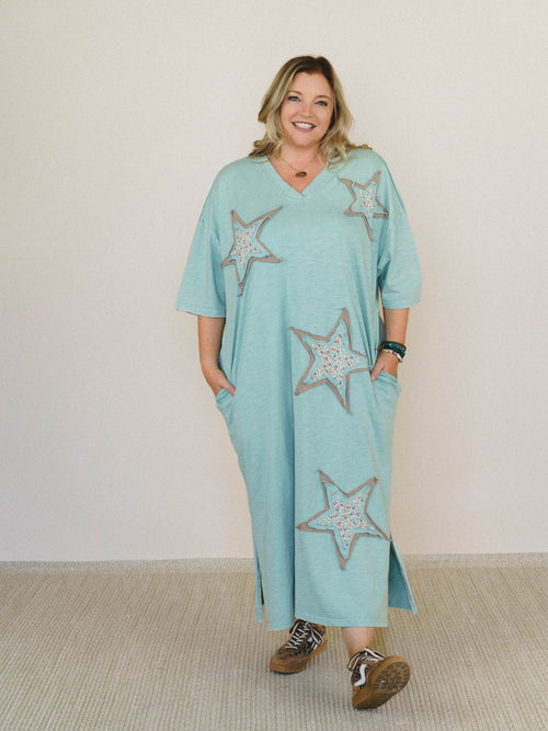 Golden Ray Star Maxi Dress - Dusty Sage