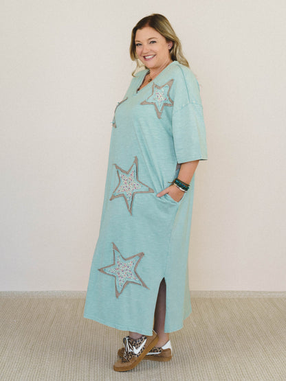 Golden Ray Star Maxi Dress - Dusty Sage