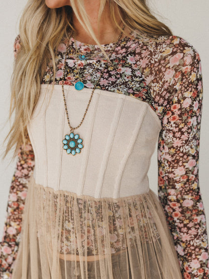 Blush Affair Tulle Maxi Dress - Sand