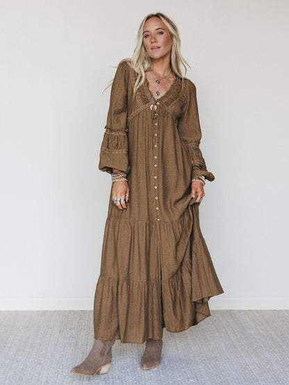 Desert Soul Button Up Dress - Camel