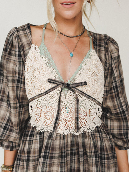 Plaid Revival Mini Dress - Natural