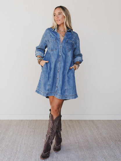 Rodeo Romance Denim Dress - Denim