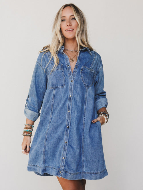 Rodeo Romance Denim Dress - Denim