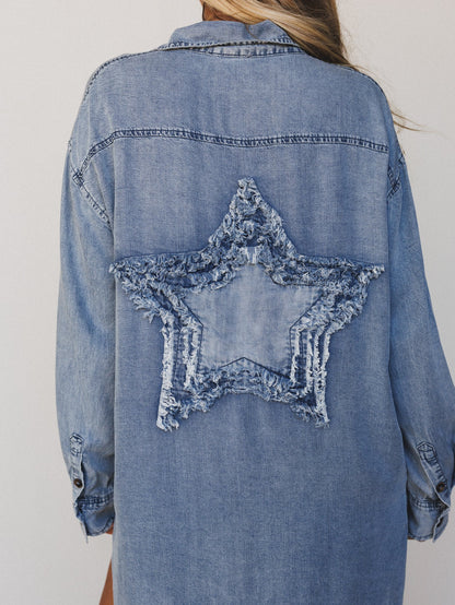 Outrider Button Down Denim Dress - Denim