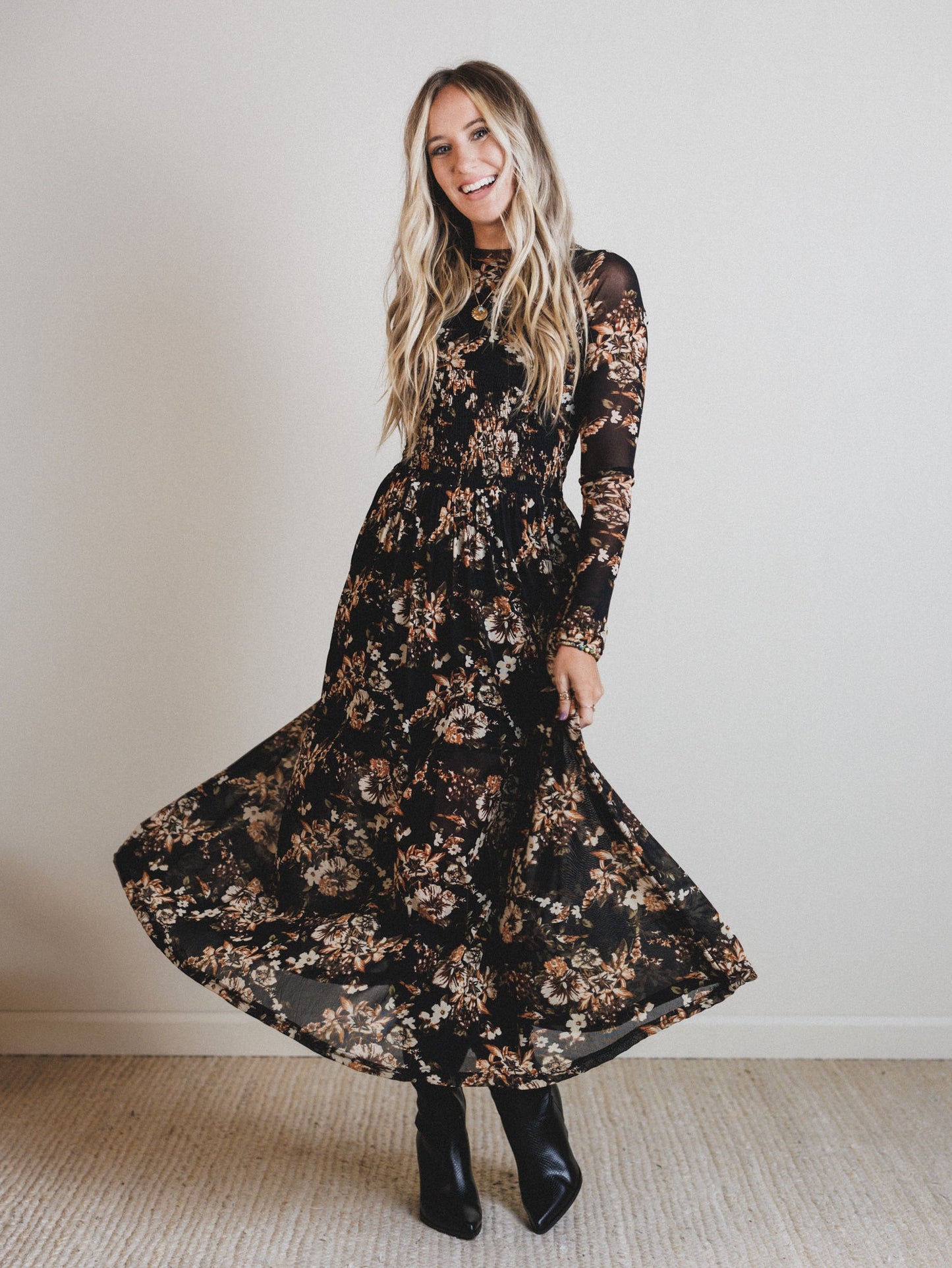 Floral Fantasia Dress - Black