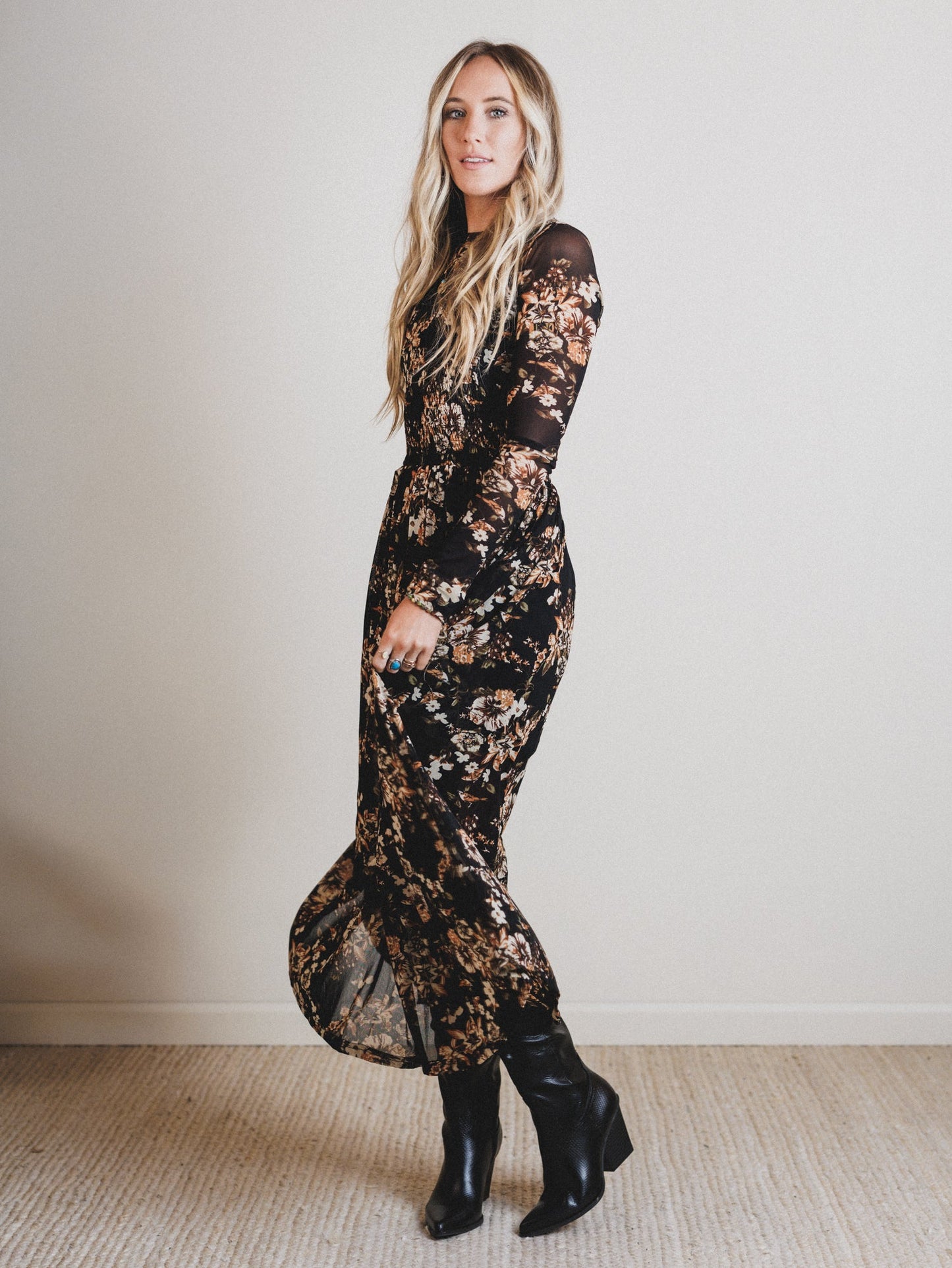 Floral Fantasia Dress - Black